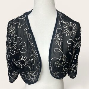 Vintage Black Sequin Crop Bolero Jacket-1998-2005 Era- Statement Y2K piece